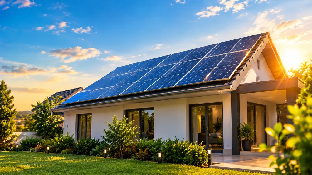 Residência com sistema fotovoltaico instalado